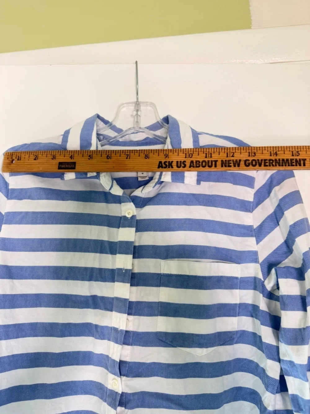 J.Crew Blue White Striped Button Front Tunic Shirt Women's Size Small Roll Tab S